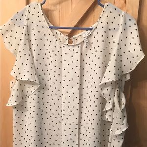 Butterfly shoulder polka dot blouse by “Elle”